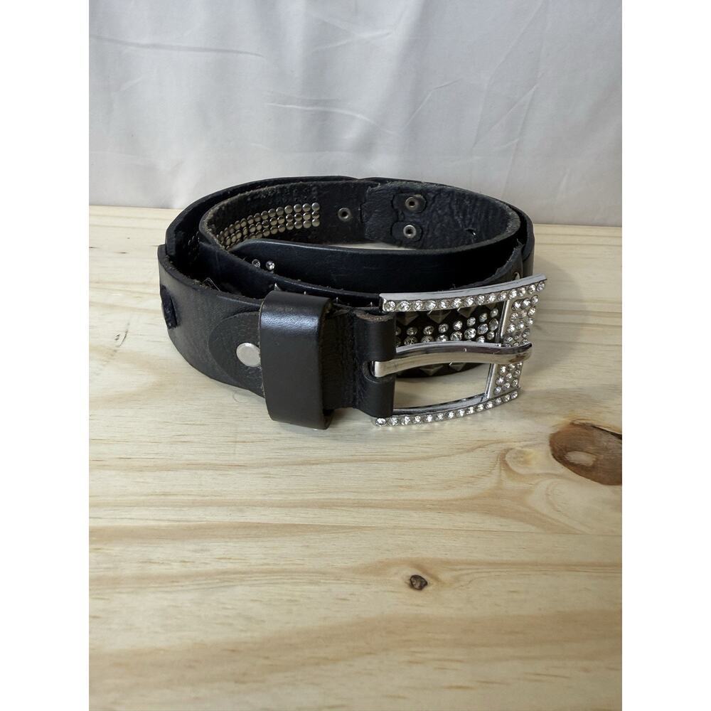 Daytrip Belt Black Genuine Leather Women’s M Rhinestones & Studded Bling